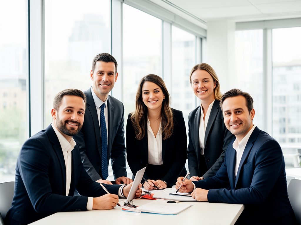 Небольшая команда специалистов по данным и педагогов работает над образовательным контентом в светлом офисе Seattle с большими окнами