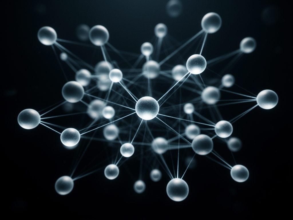 Абстрактная визуализация нейронной сети в виде светящихся узлов и соединений на тёмном фоне